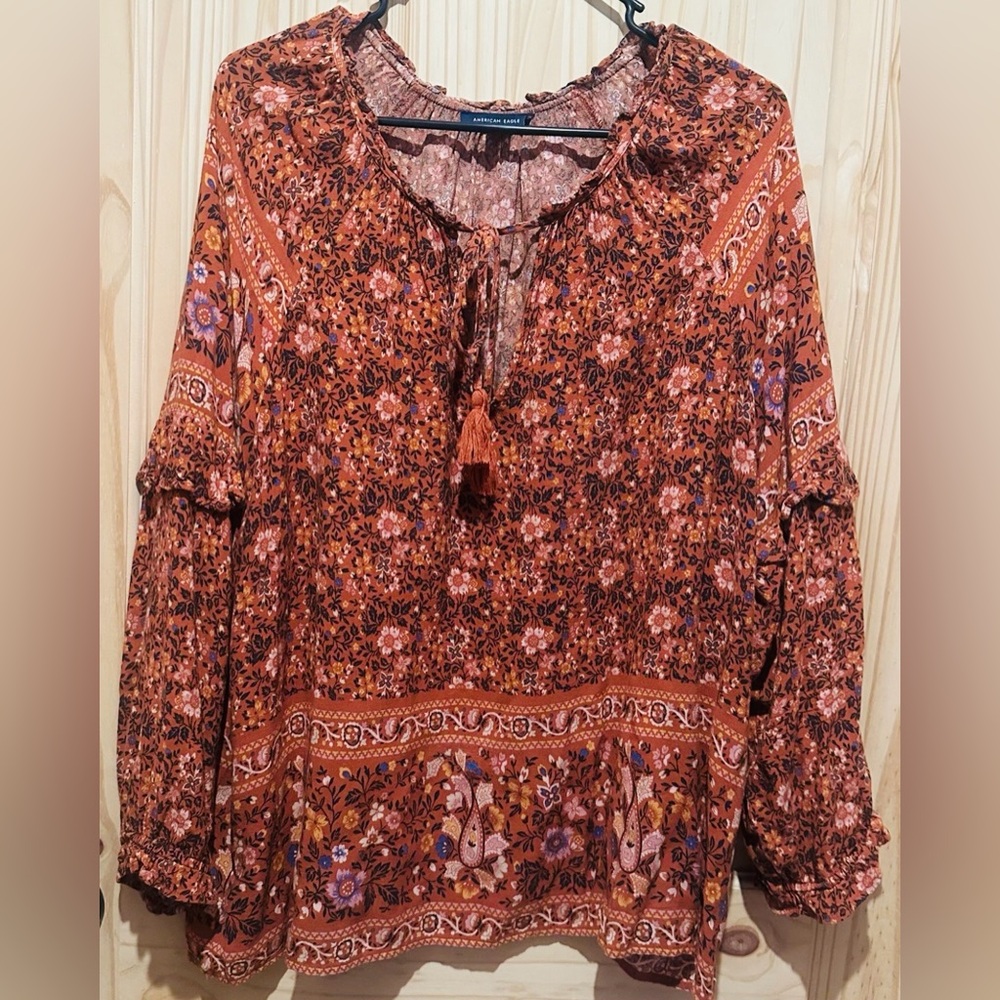 American Eagle Outfitters Bohemian Floral Blouse women’s XL